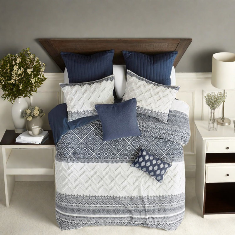 Ensembles de literie pour grand lit en coton touffeté, style maison de campagne pour la maison