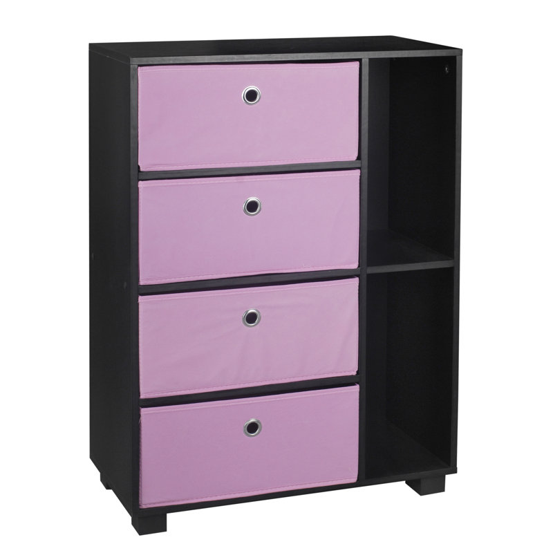 Puttenham 84cm H x 60cm W Wood Standard Bookcase, Black/Pink
