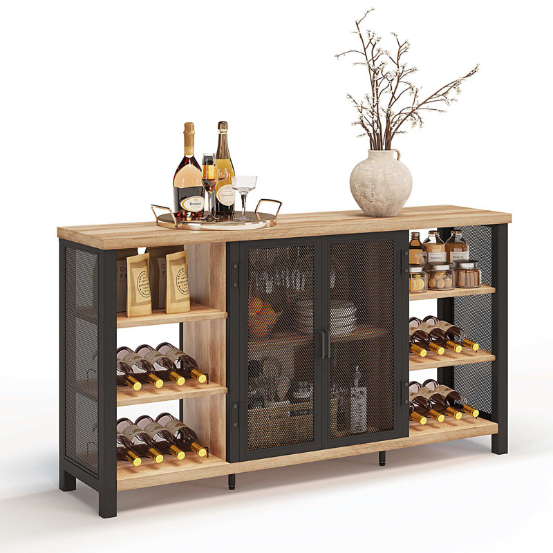 Guinna 55.12'' Bar Cabinet, Rustic Oak