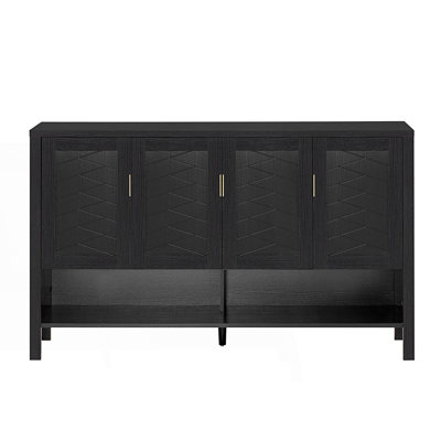 Buffet de rangement avec 4 portes, buffet multifonctionnel avec tablette ouverte et 2 tablettes réglables, armoire d'appoint