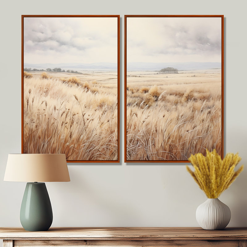 Prairie Peacefulness Meadows - Beige, reproduction d'art sur toile, H 36 po x l 48 po, Brun