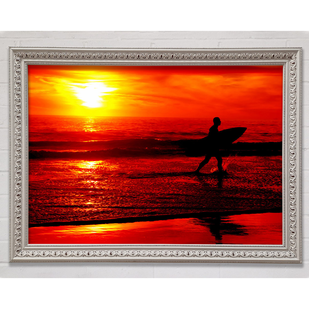 Surfer Atemberaubend Orange Ozean - Druck