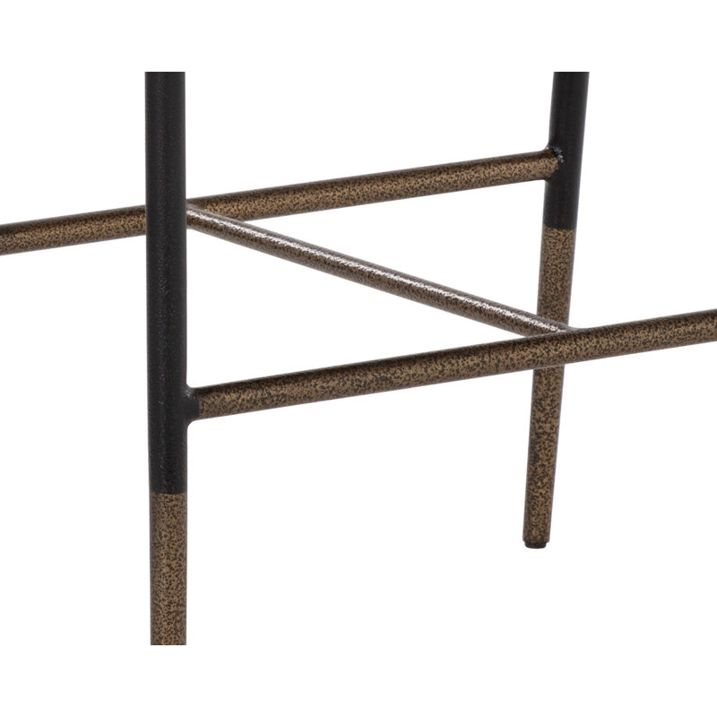Brenan Upholstered Stool with Metal Frame, Bar Stool (29.5” Seat Height), Brown