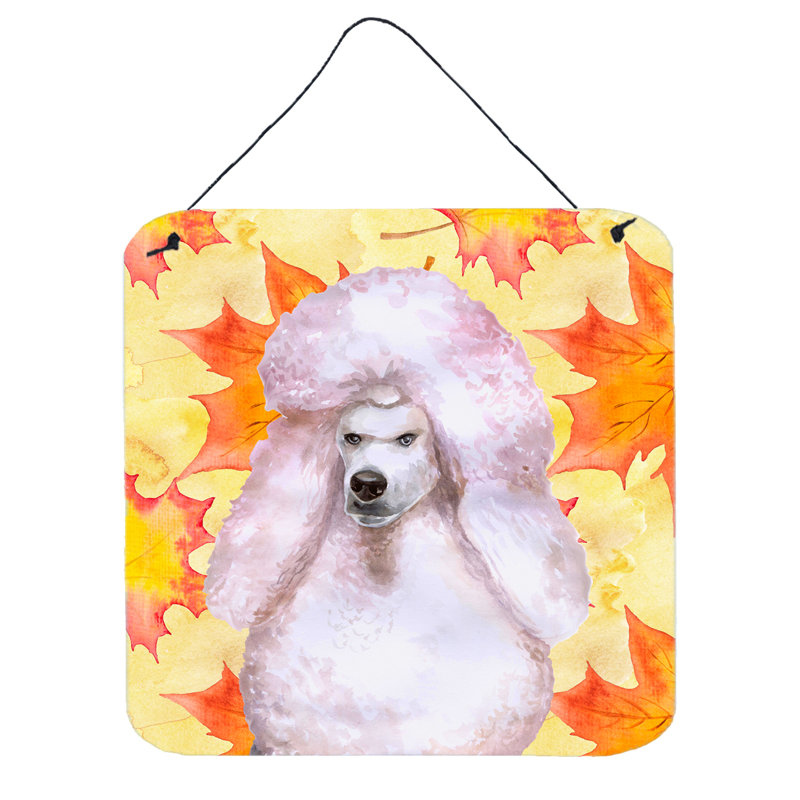 Décoration murale automne, Caniche standard blanc