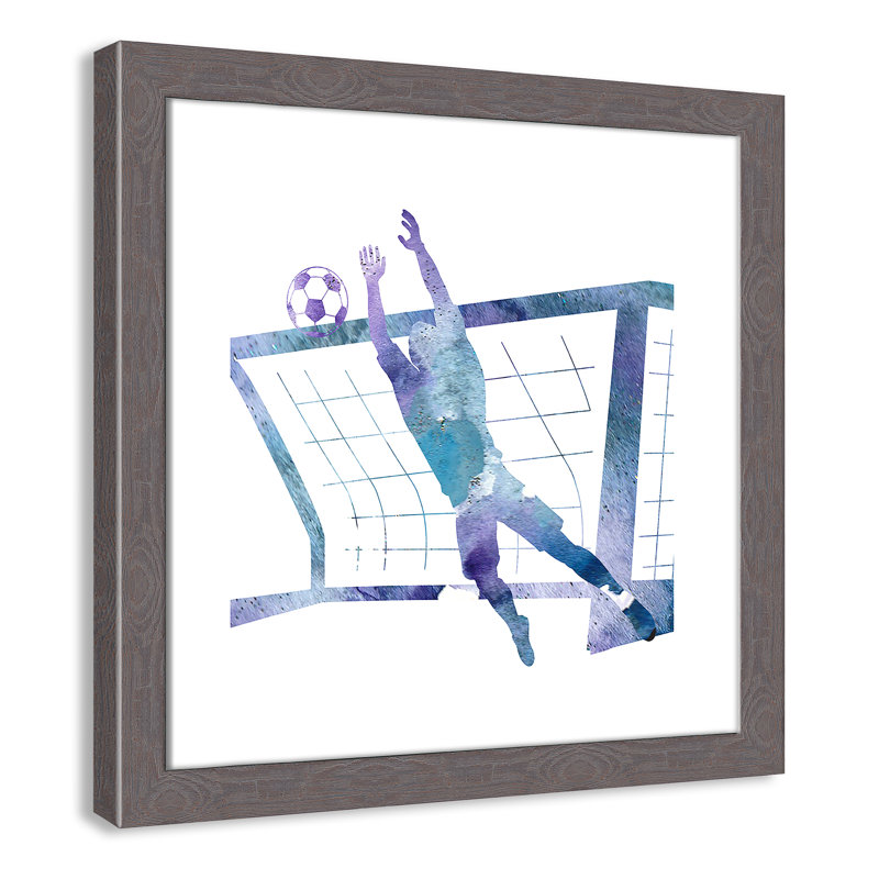Fille de football 2, H 16 po x l 16 po x P 0,63 po, Encadrement fil du bois gris