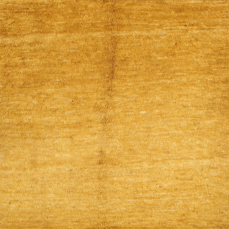 Tapis contemporain jaune / gris, Carré 8 pi
