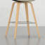2 pièces Tabouret - Siège courbé en tissu de lin naturel avec dossier et tabourets de bar (2) Revêtement de style Mid-Century