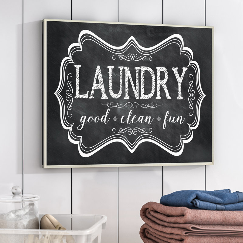 «Laundry Good Clean Fun Chalk Look», art textuel sur toile, H 16 po x l 20 po, Toile tendue