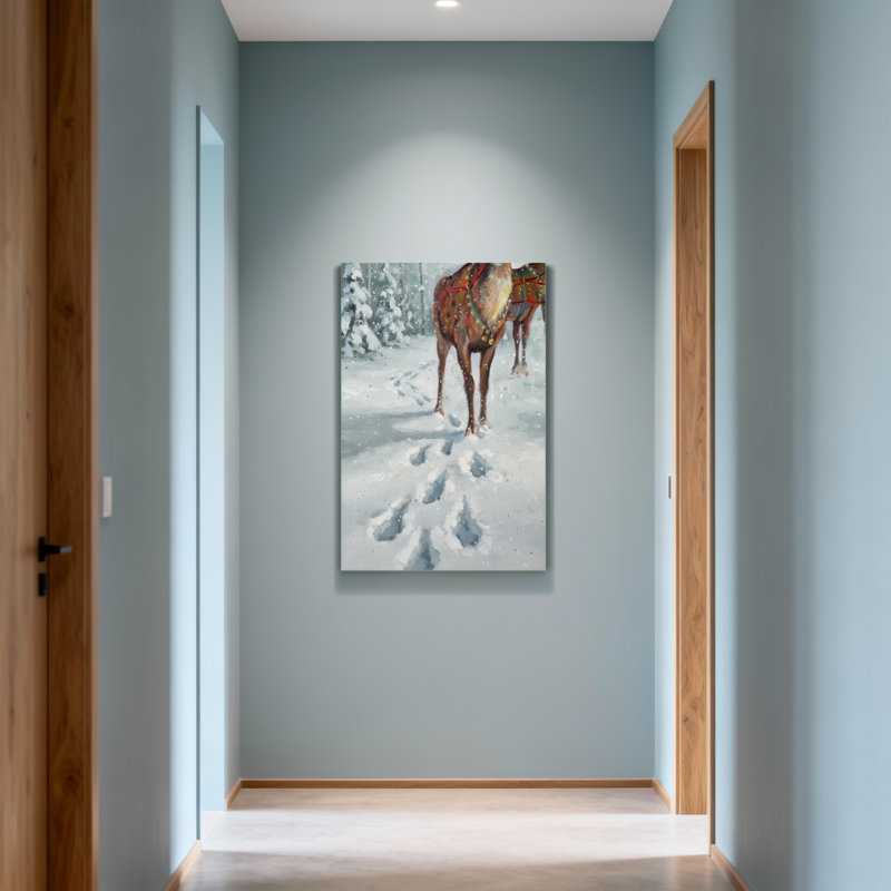 «Animals Snowy Horse Trail Winter Scene», reproduction d'art, H 36 po x l 24 po