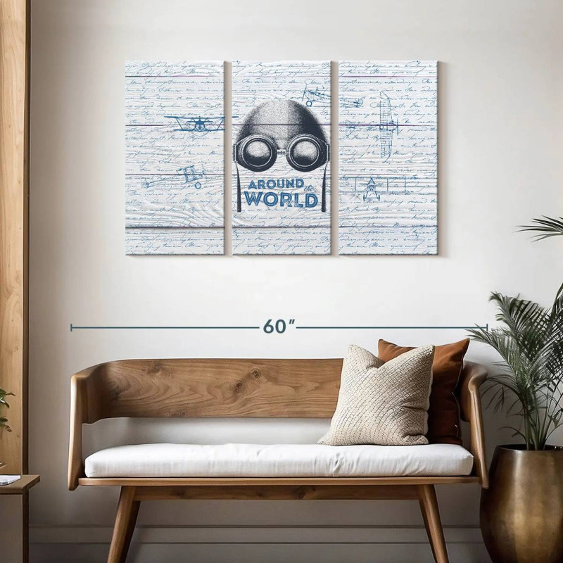 Tergel Around The World Aviation, 28" H x 45" W