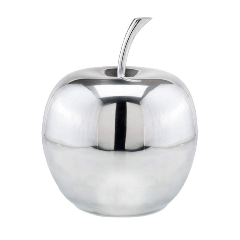 Annebelle Aluminum Decorative Apple Tabletop Sculpture, 13" H x 11" W x 11" D, Silver
