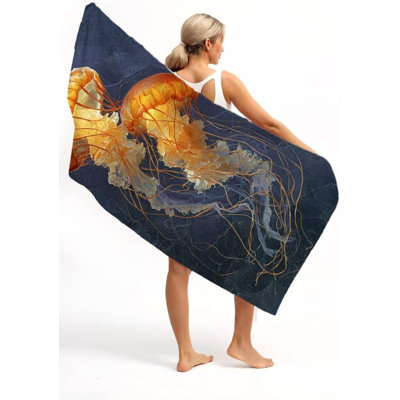Méduse en microfibre surdimensionnée et légère, très grande serviette de plage, très grandes serviettes de bain, piscine, gymnase, yoga, camping, femmes, hommes, accessoires de plage, accessoires de vacances, cadeau de vacances, 36 x 72 po