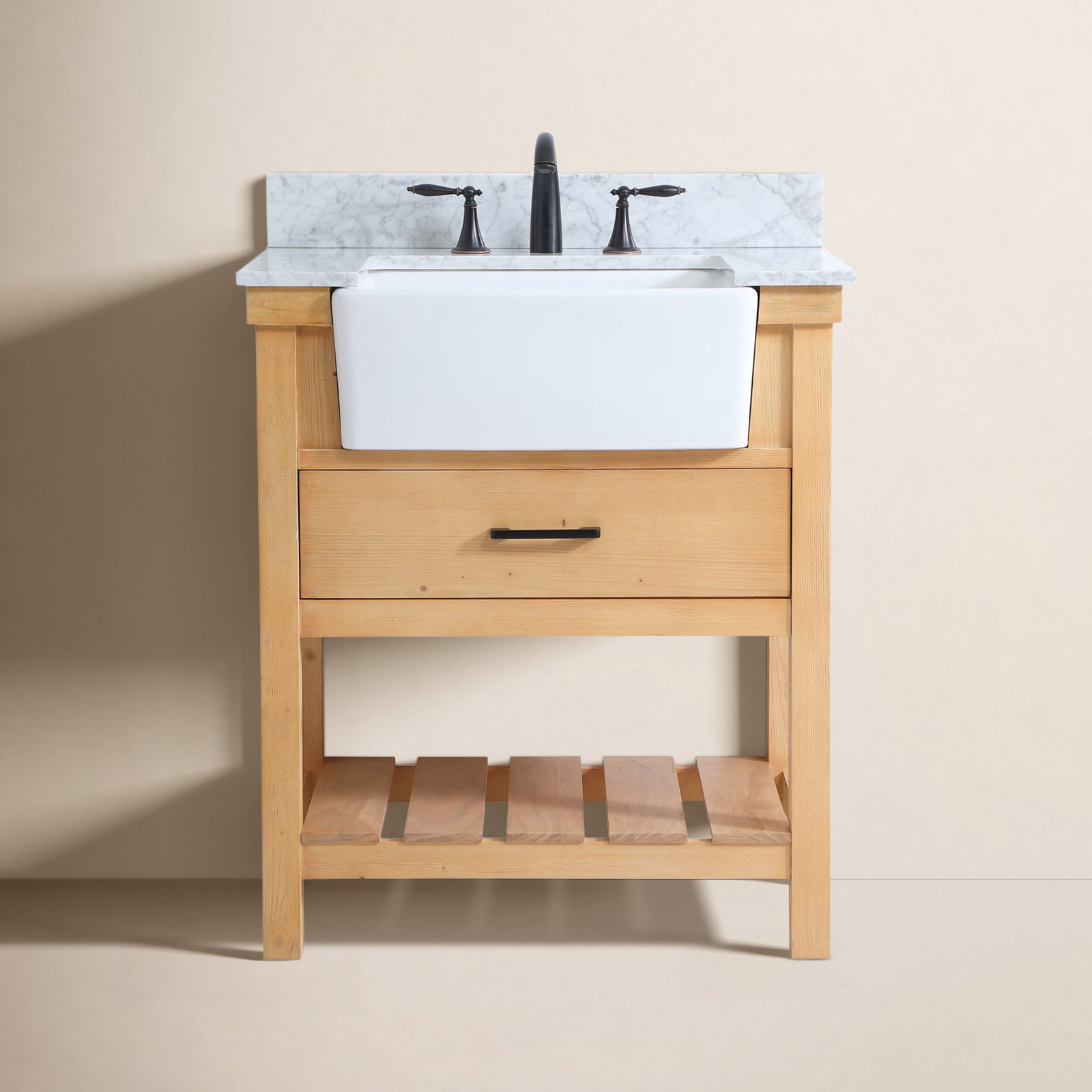 Pelaghia 30'' Single Bathroom Vanity, Natural Wood