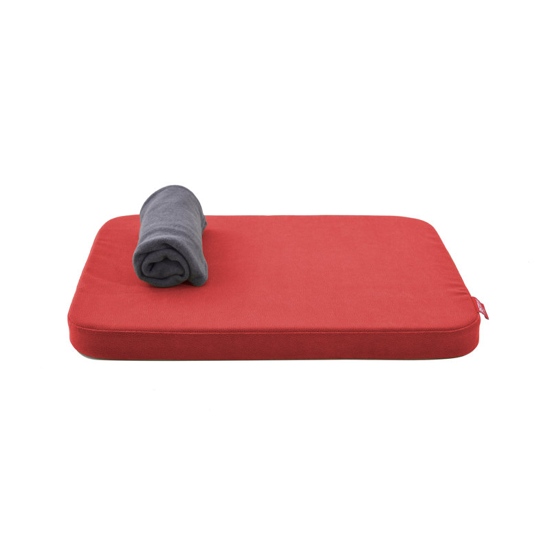 Orthopedic Microfibre Pet Bed, Red, Medium (80cm W x 60cm D)
