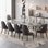 Ensemble de salle à manger 11 pièces avec table de salle à manger extensible en faux marbre 110,24 po et 10 chaises en similicuir