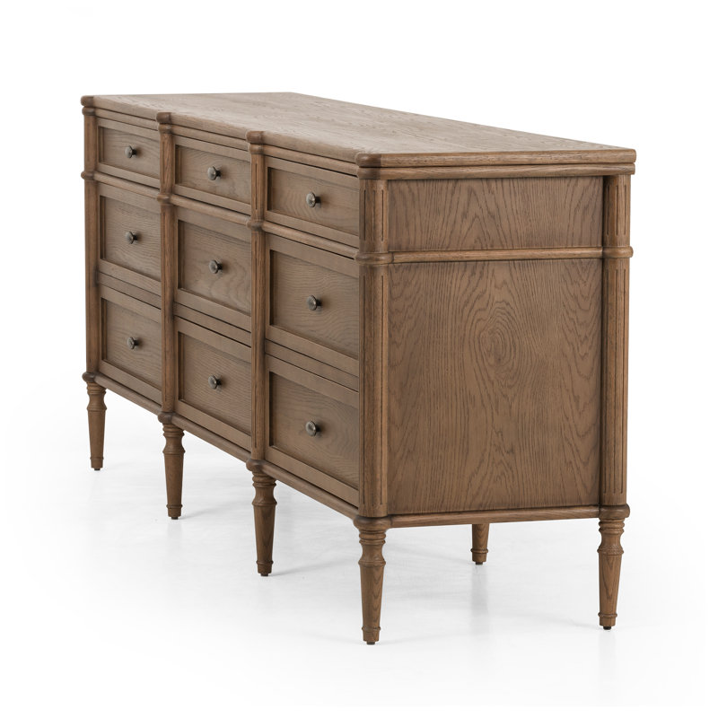 Toulouse Remmi 9 Drawer 85" W Double Dresser, Toasted Oak