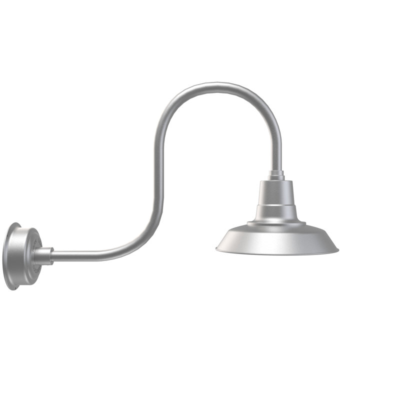 Luminaire de grange d'extérieur à DEL Haleigh, H 9 po x l 12 po x P 17 po, Argent galvanisé