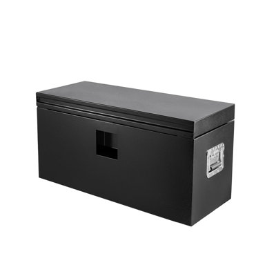 Boîte à outils pour camion robuste en acier noir - imperméable et verrouillable avec couvercle rainuré, pour camionnette, véhicule récréatif ou remorque (30 po x 15 po x 15 po, sans poignée)