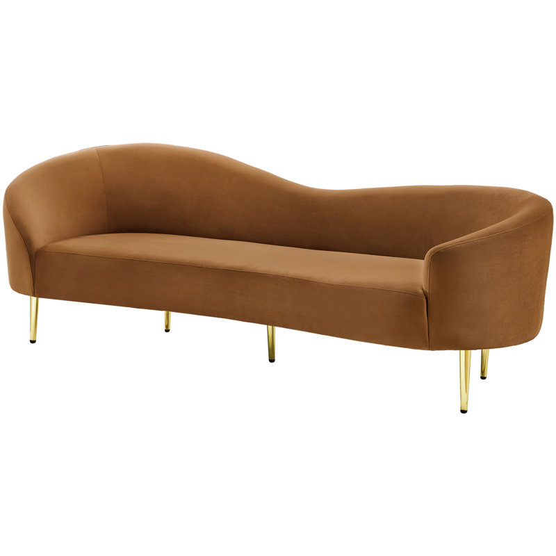 Canapé courbé en velours 85,5 po Ritz, Velours selle