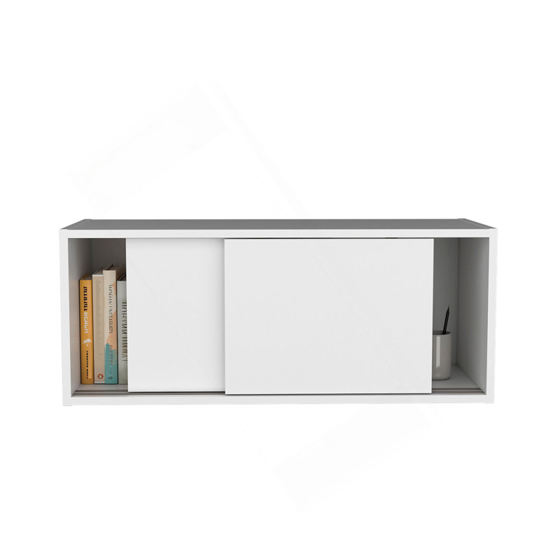 Note 32"W X 13" H Wall Cabinet  With Sliding Doors , Wall Shelf, Storage Cabinet, Bedroom, Office, Living Room, Garage, White