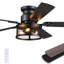 Ventilateur de plafond de 52 pouces avec éclairage et télécommande, ventilateur de plafond de ferme avec éclairage DEL pour la chambre à coucher