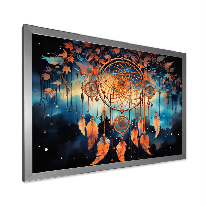 Mystic Dreamcatcher Dreamscape I - reproduction d'art sur toile, H 16 po x l 32 po x P 1 po, Cadre simple argenté
