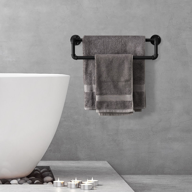 22.5'' Matte Black Industrial Metal Wall Mounted Towel Bar