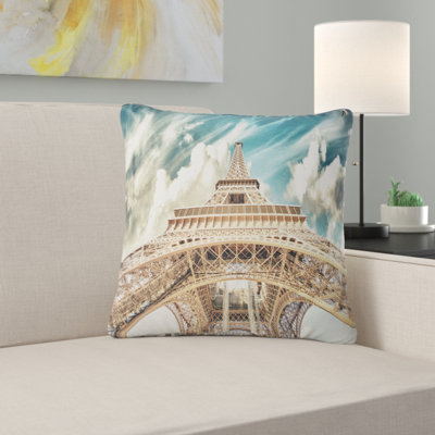 Paris Eiffel TowerUnder Blue Sky - Cityscape Printed Pillow
