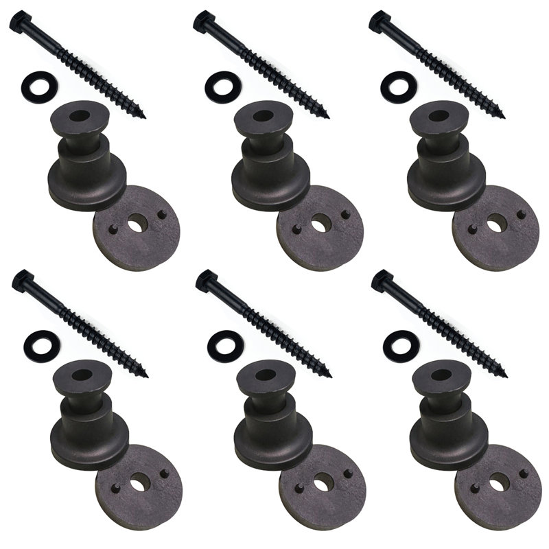 Ensemble rustique noir - 6 ensembles (entretoise, tire-fond, rondelle) pour utilisation sur rail