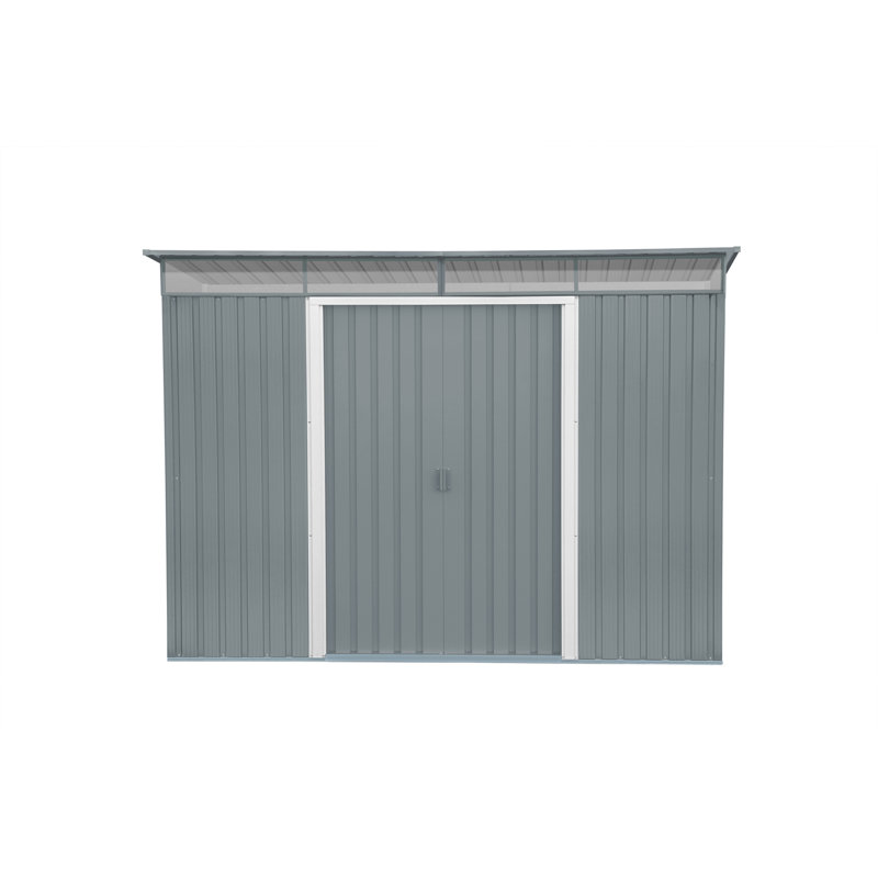 Gray 6' x 8' Metal Storage Shed with Sliding Door