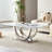 50.4 Inch Modern Rectangular Coffee Table,Marble Pattern MDF Top ,Silver Stainless Steel Base.