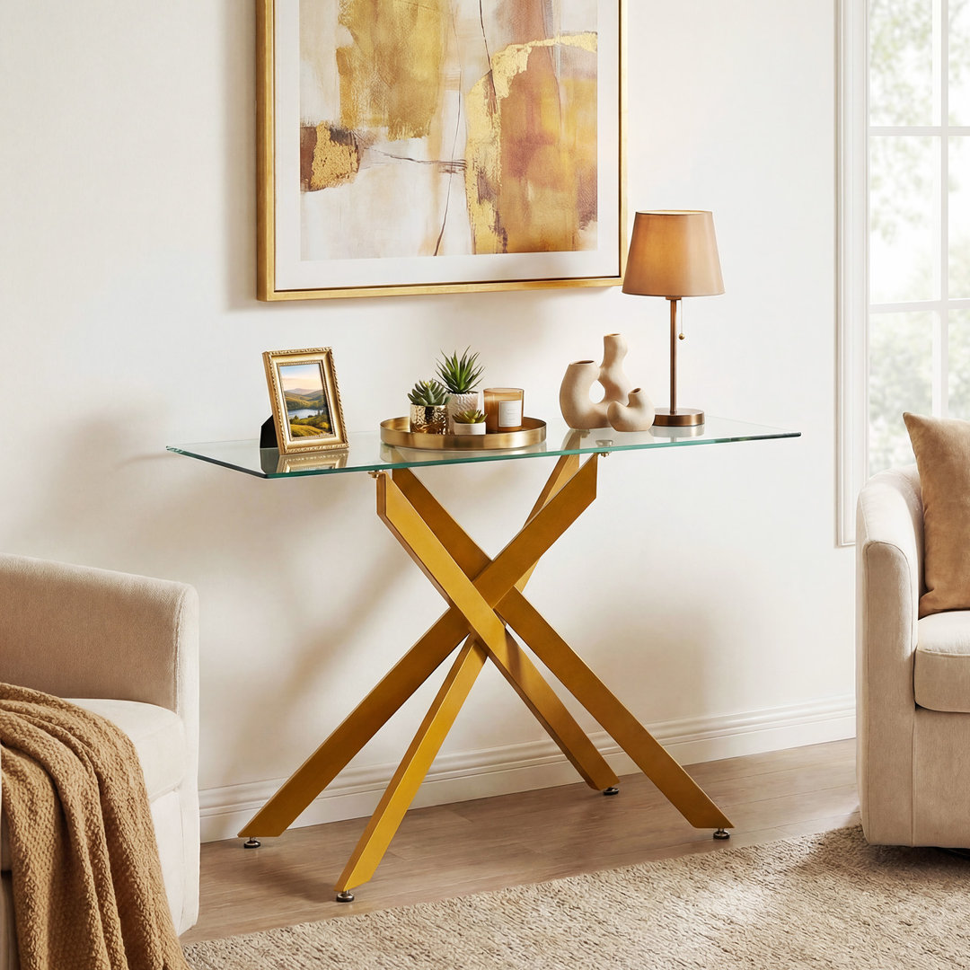 115cm Glass Top Console Table
