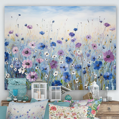 Divine Cornflowers Blooming Field III - Flower Field Wall Art