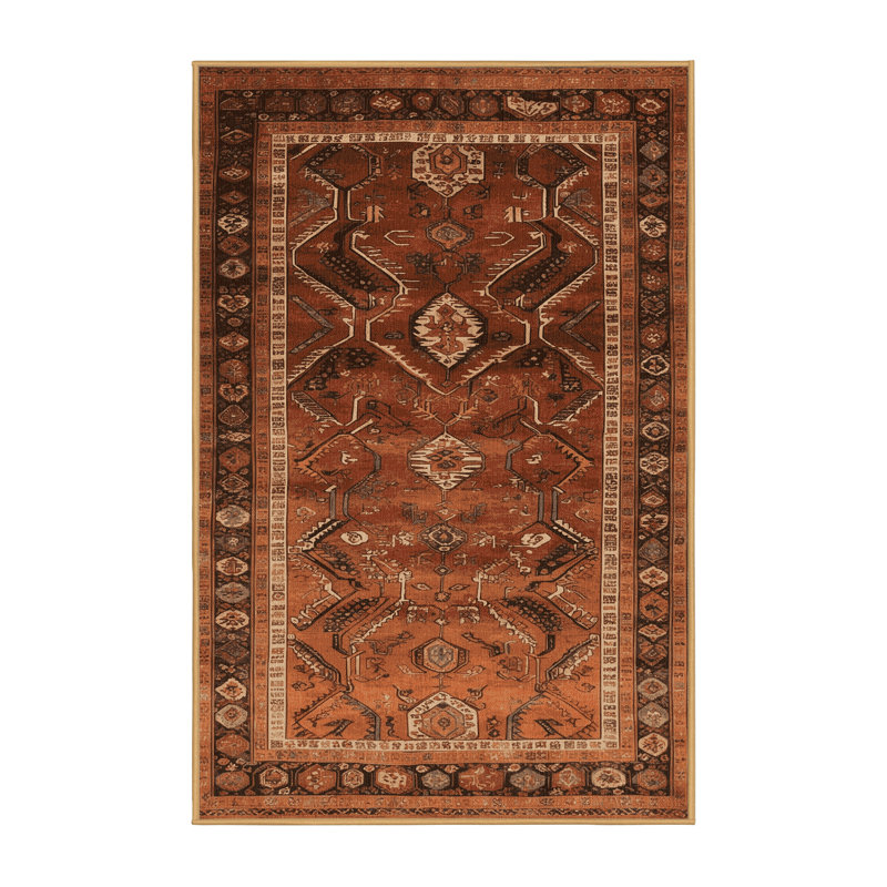 Tapis brun turc lavable à la machine, Rectangulaire 2 pi x 3 pi