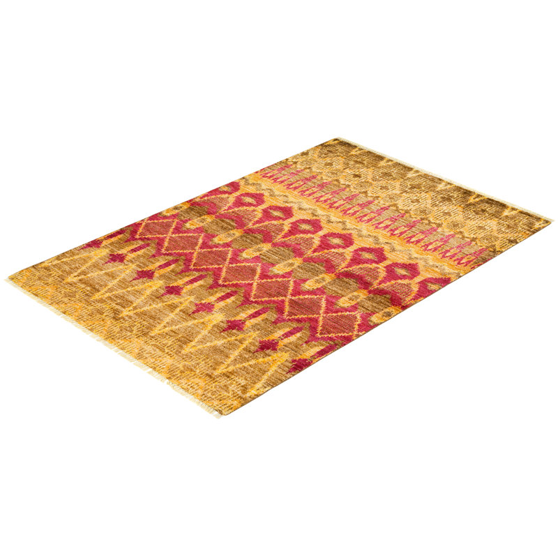 Contemporary One-of-a-Kind 4' 1" X 6' 2" Hand Knotted Area Rug