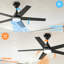 Ventilateur de plafond intelligent à 5 pales de 52 po avec lumière RVB et télécommande, moteur à courant continu réversible, encastré ou suspendu-129694499