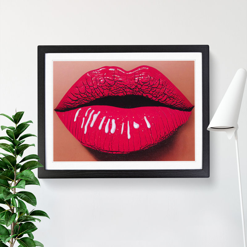 Lips Of A Woman - Single Picture Frame Print, Black, 46cm H x 64cm W