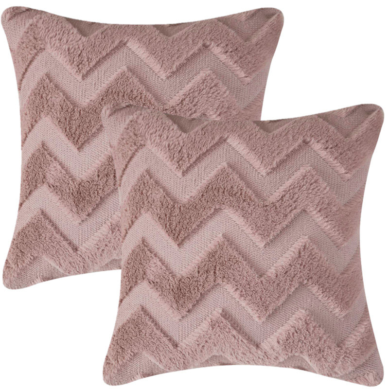Jamilliah Faux Fur 18'' Throw Pillow Cover, Dark Pink