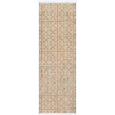 Tapis géométrique tissé à plat à la main kaki / sauge Moorgate