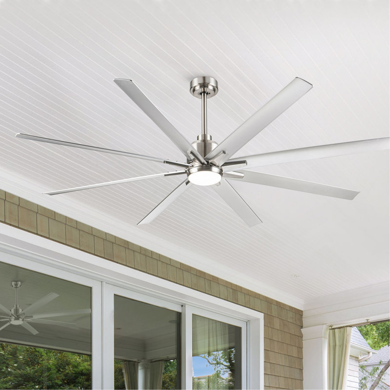 Ventilateur de plafond intelligent 72 po avec pales argentées au fini nickel brossé Smart, 72 po de largeur, Argent