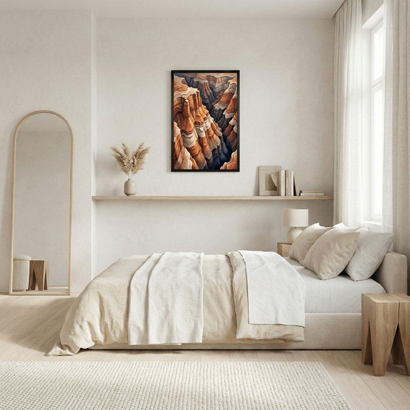 «Layered Canyon Rock Formations in Rust and Cream Strata», art mural sur toile, H 16 po x l 24 po