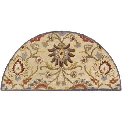 Tapis ivoire / denim / rouge en laine touffeté à la main Arden