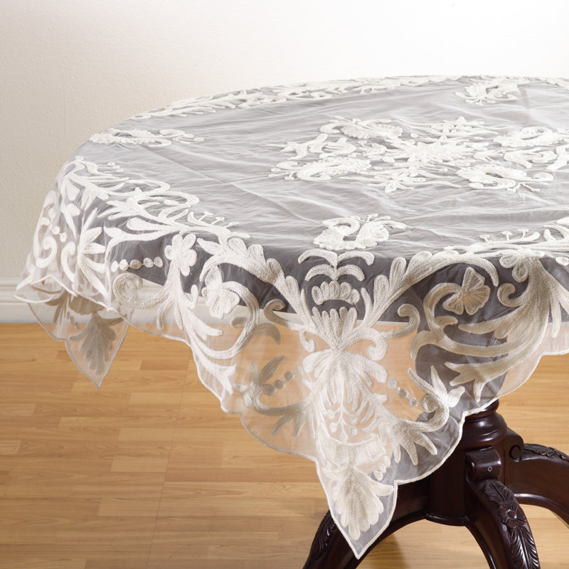 Multicolor Embroidered Square Fabric Tablecloth