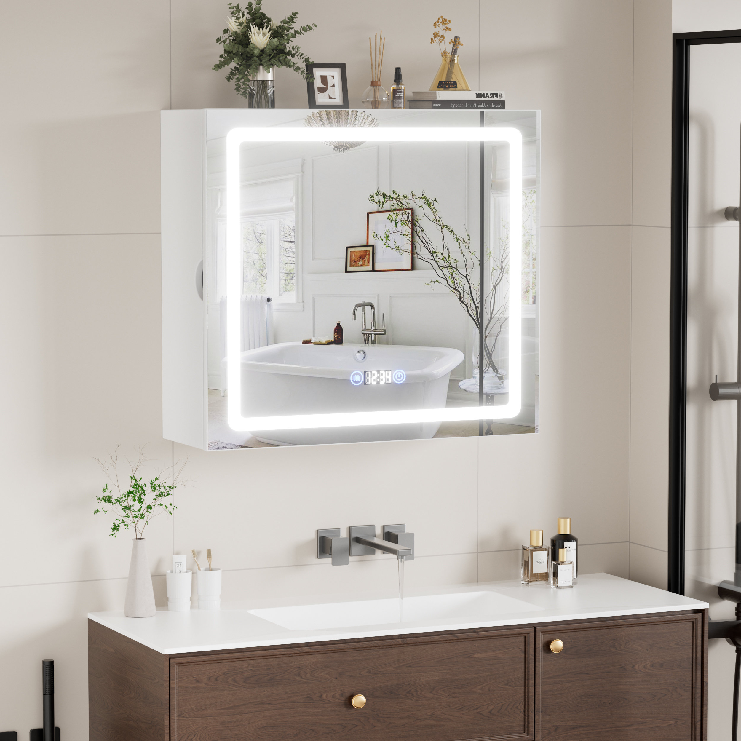 Wrought Studio™ Anti-fog Lighted Bathroom Medicine Mirror Cabinet, Led ...