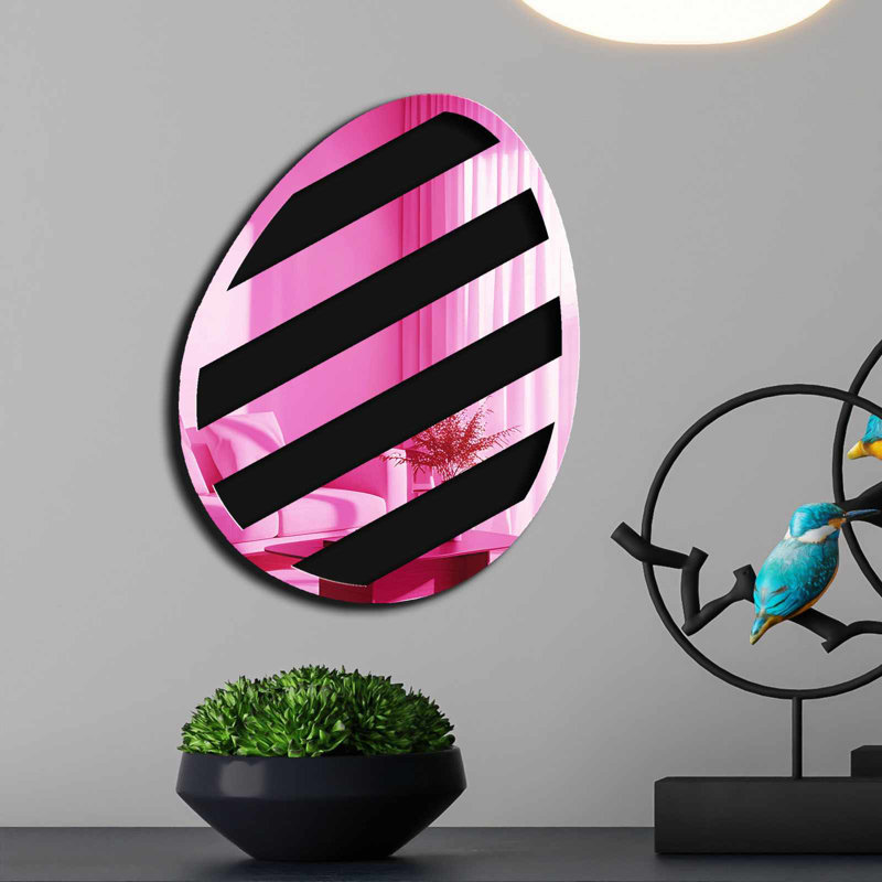 Charmant miroir décoratif pour Pâques, couleur rose, 13,8 po x 17,7 po | Dessus 100% PLEXIGLASS (épaisseur: 0,04 pouce) et dessous 100% EVA (épaisseur: 0,4 pouce) | Bandes double face pour une présentation polyvalente | Parfait pour les décorations printanières et les célébrations festives