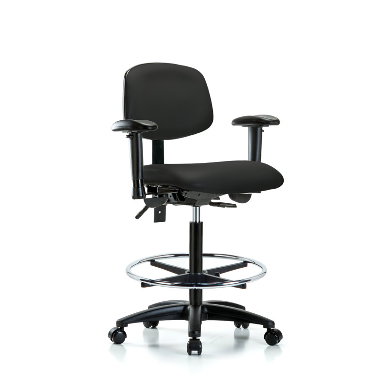 Chaise de dessinateur Noah, Noir, Roulettes, Inclus