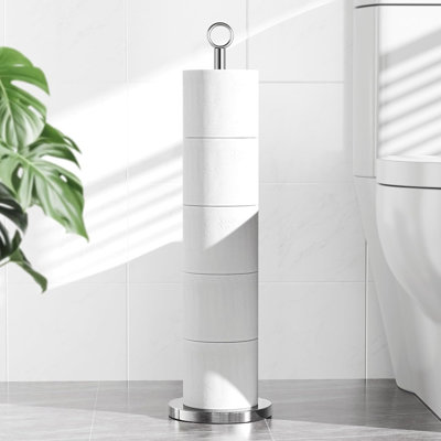 Freestanding Toilet Paper Holder With Reserve Function – Stainless Steel Storage Stand For Spare Rolls