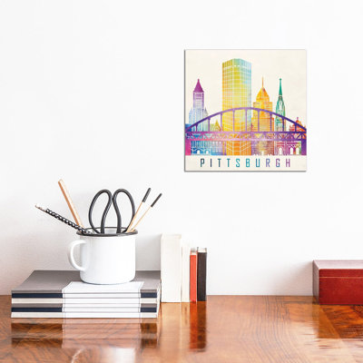 Pittsburgh Landmarks Watercolour by Paul Rommer - Wrapped Canvas Painting