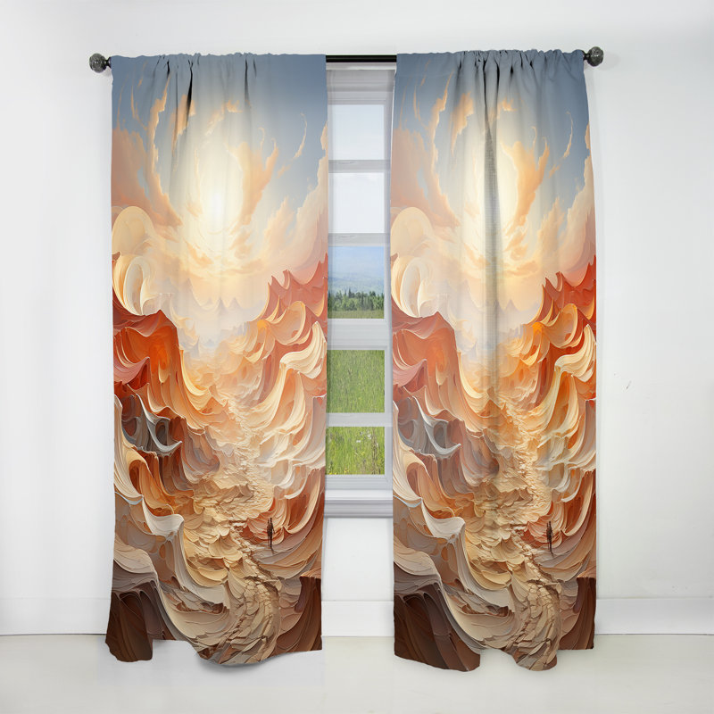 Fieldale Surreal Spiraling Sands Landscape - Surrealism Curtain - Velvet Room Darkening - 1 panel, 52" W x 84" L