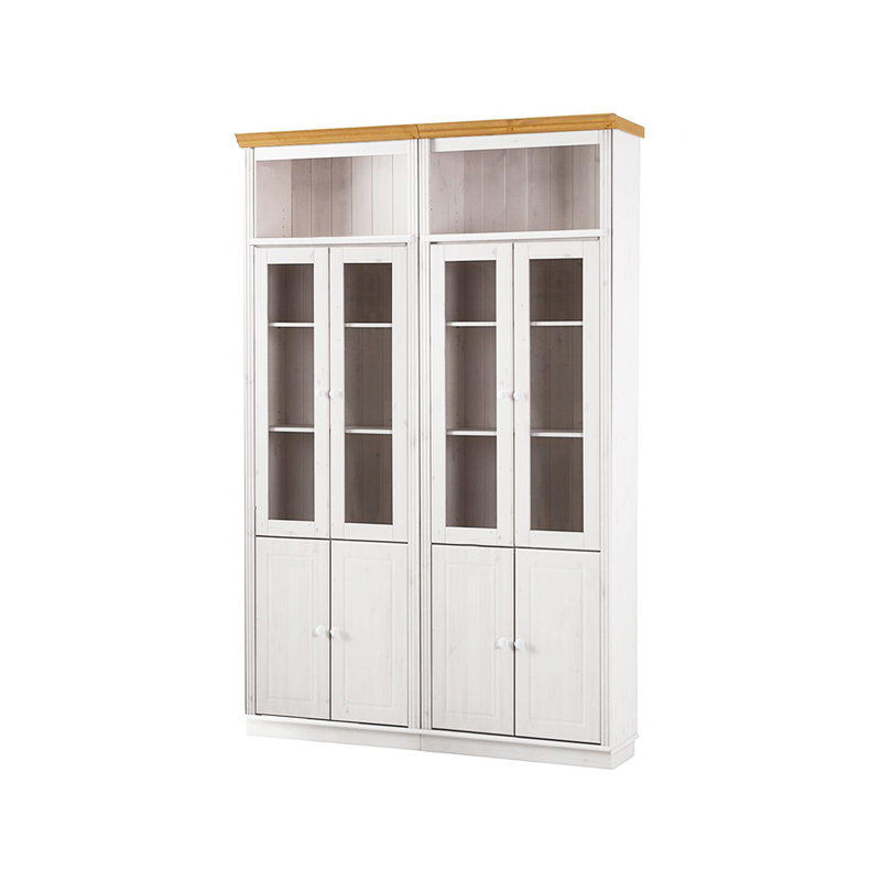 Dedrah 223 cm H x 148 cm W Library Bookcase, Brown/White